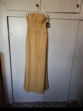 Strapless Evening Gown in Mustard Yellow